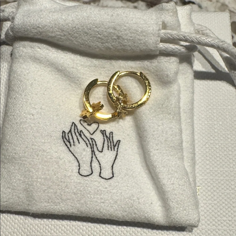Caitlyn Minimalist Starburst Huggie Earrings - Picture 2 of 2